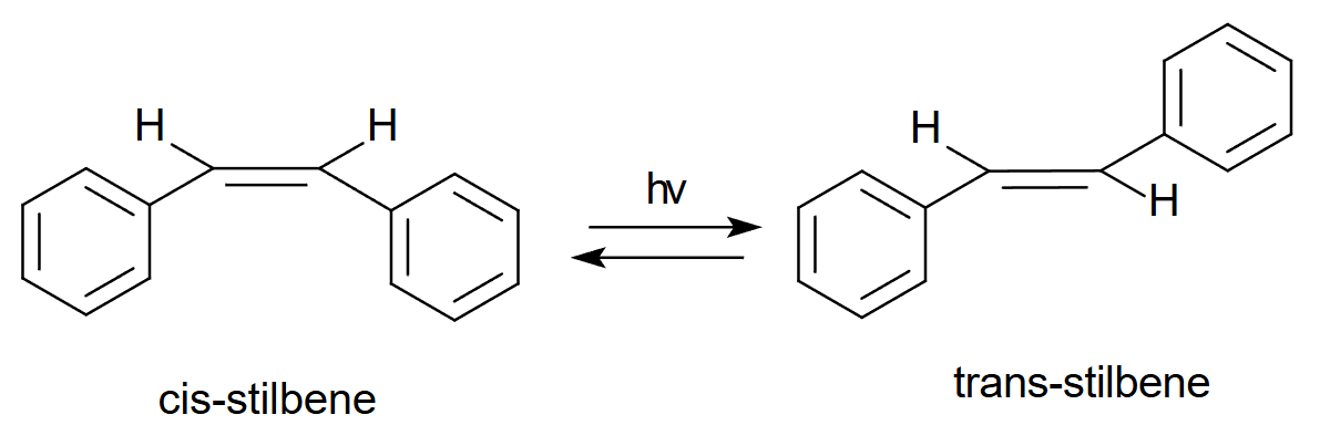 Structure of cis- and trans-stilbene.